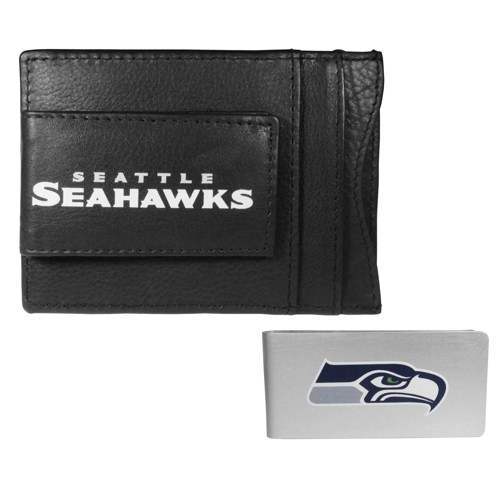 Seattle Seahawks Leather Cash & Cardholder & Money Clip - Seattle Seahawks - Flyclothing LLC
