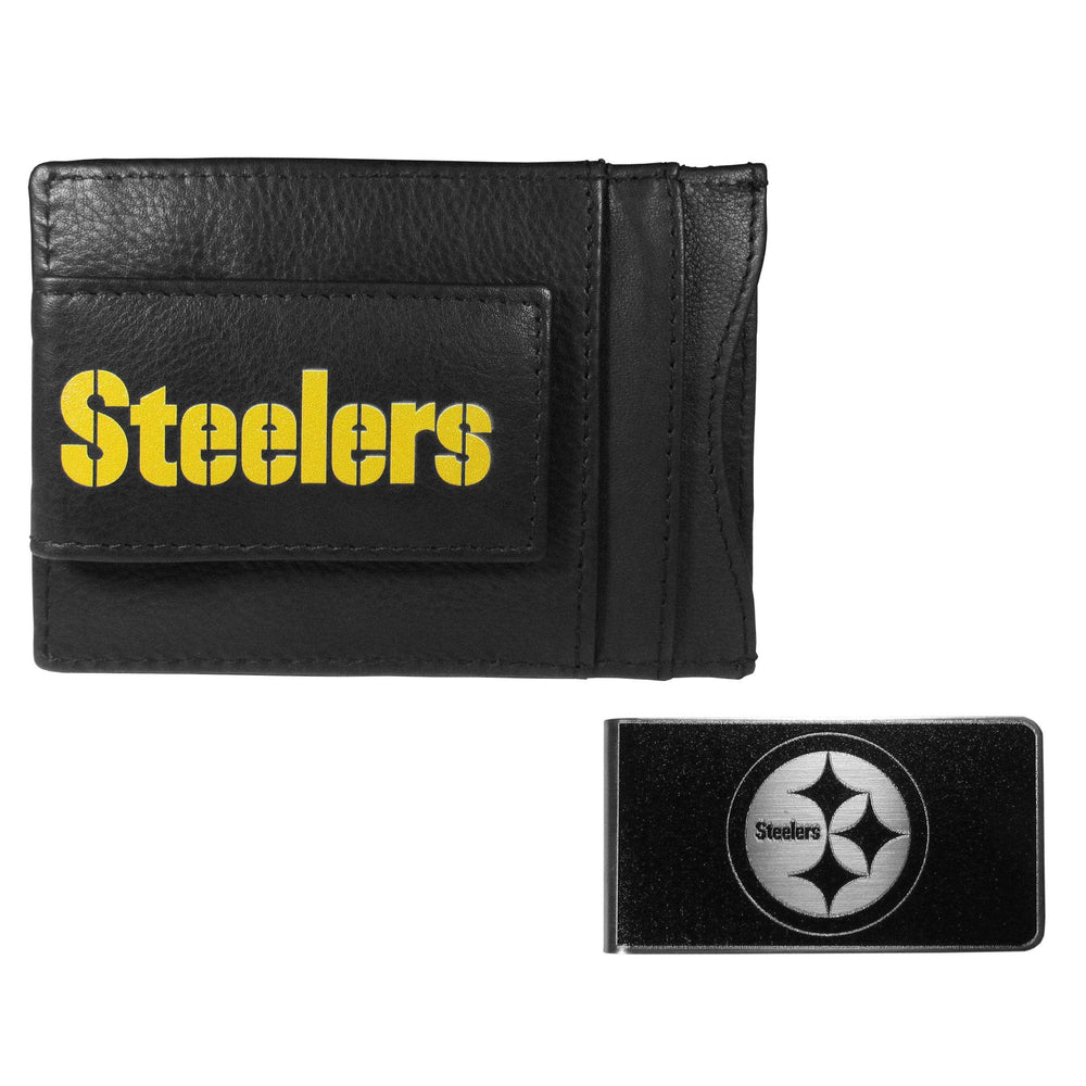 Pittsburgh Steelers Leather Cash & Cardholder & Black Money Clip - Pittsburgh Steelers - Flyclothing LLC