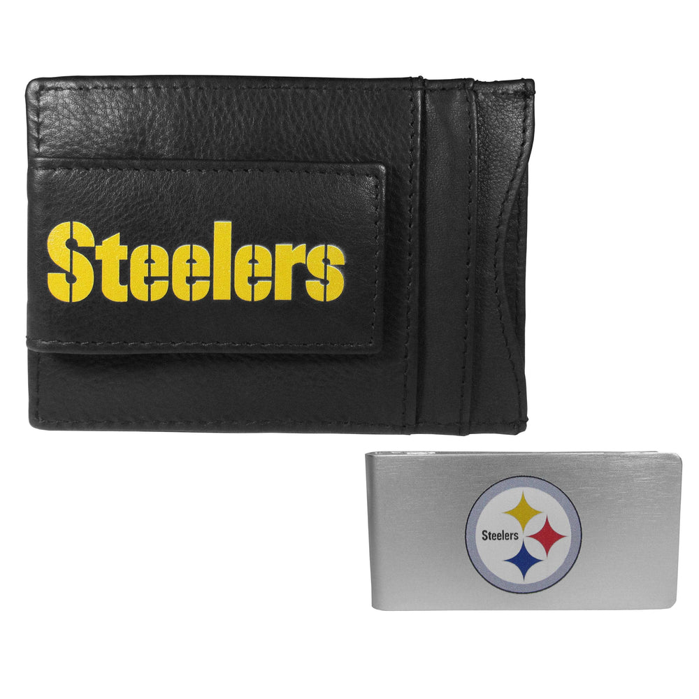 Pittsburgh Steelers Leather Cash & Cardholder & Money Clip - Pittsburgh Steelers - Flyclothing LLC