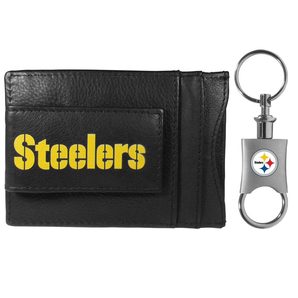Pittsburgh Steelers Leather Cash & Cardholder & Valet Key Chain - Pittsburgh Steelers - Flyclothing LLC