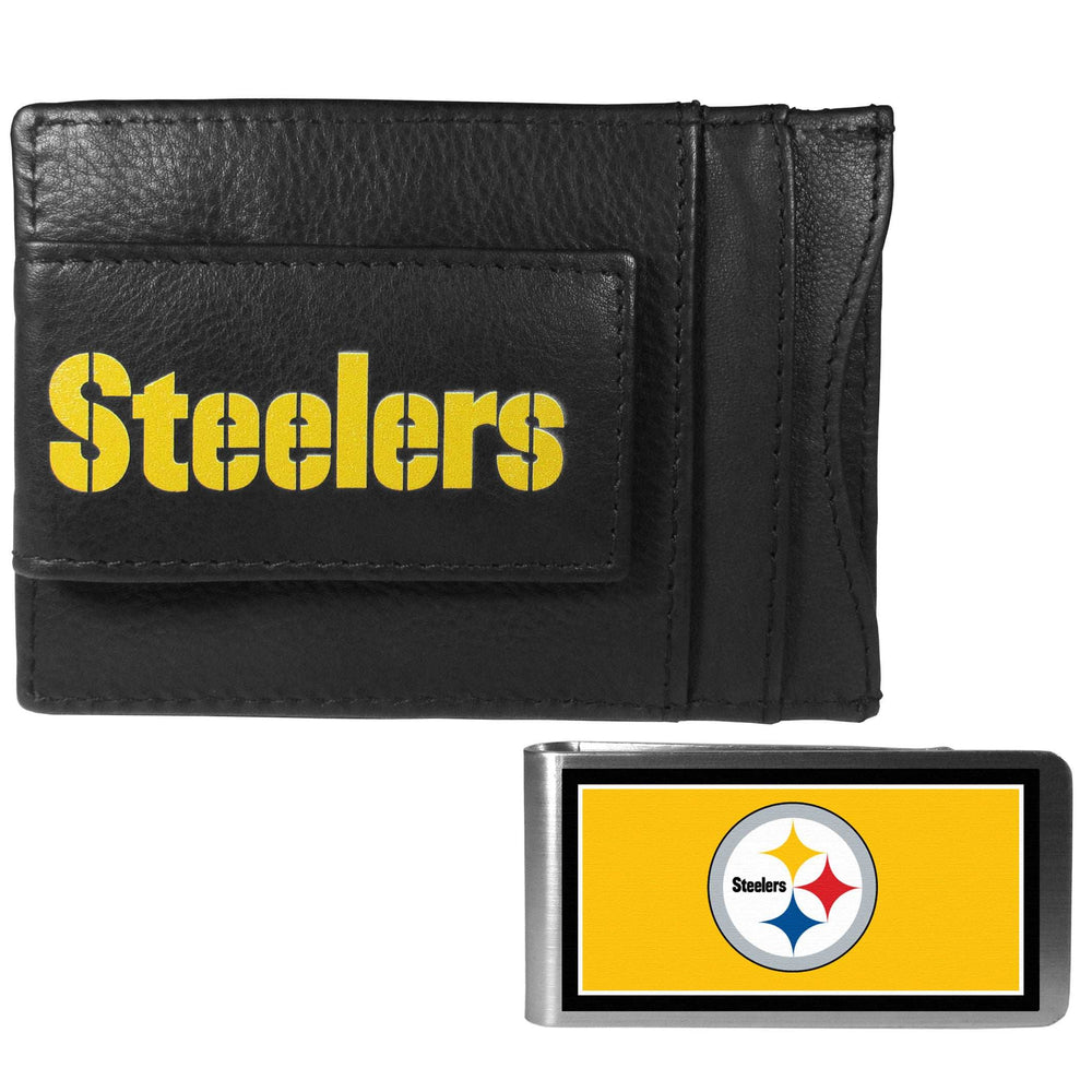 Pittsburgh Steelers Leather Cash & Cardholder & Color Money Clip - Pittsburgh Steelers - Flyclothing LLC