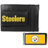 Pittsburgh Steelers Leather Cash & Cardholder & Color Money Clip - Pittsburgh Steelers - Flyclothing LLC