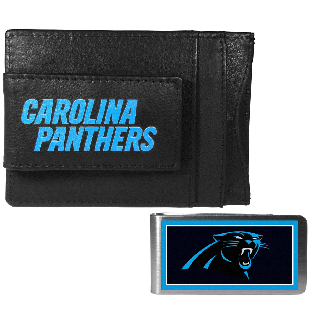 Carolina Panthers Leather Cash & Cardholder & Color Money Clip - Carolina Panthers - Flyclothing LLC