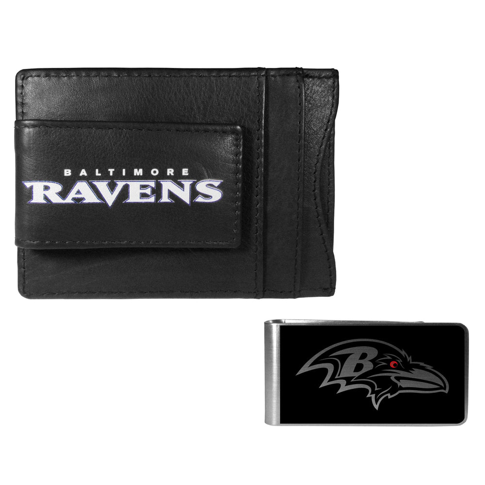 Baltimore Ravens Leather Cash & Cardholder & Black Money Clip - Baltimore Ravens - Flyclothing LLC