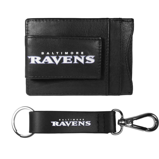 Baltimore Ravens Leather Cash & Cardholder & Strap Key Chain - Baltimore Ravens - Flyclothing LLC