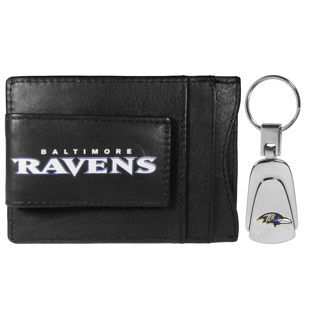 Baltimore Ravens Leather Cash & Cardholder & Steel Key Chain - Baltimore Ravens - Flyclothing LLC