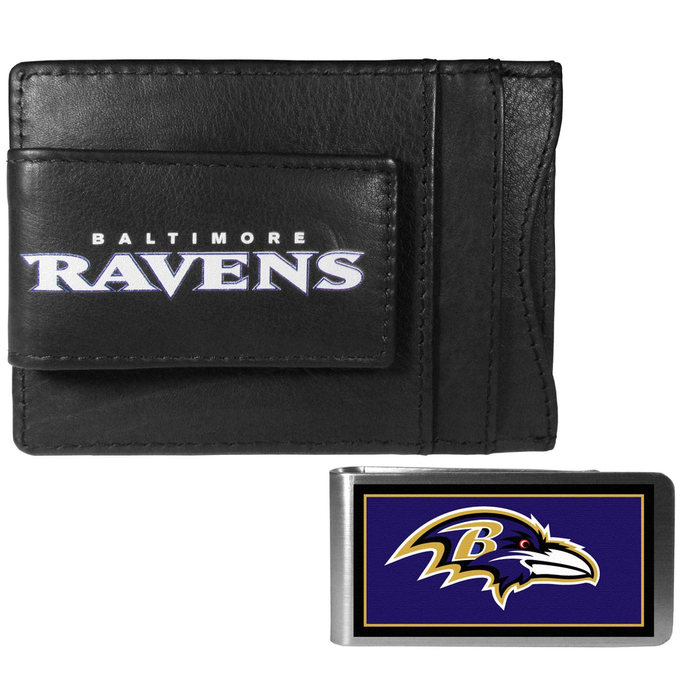 Baltimore Ravens Leather Cash & Cardholder & Color Money Clip - Baltimore Ravens - Flyclothing LLC