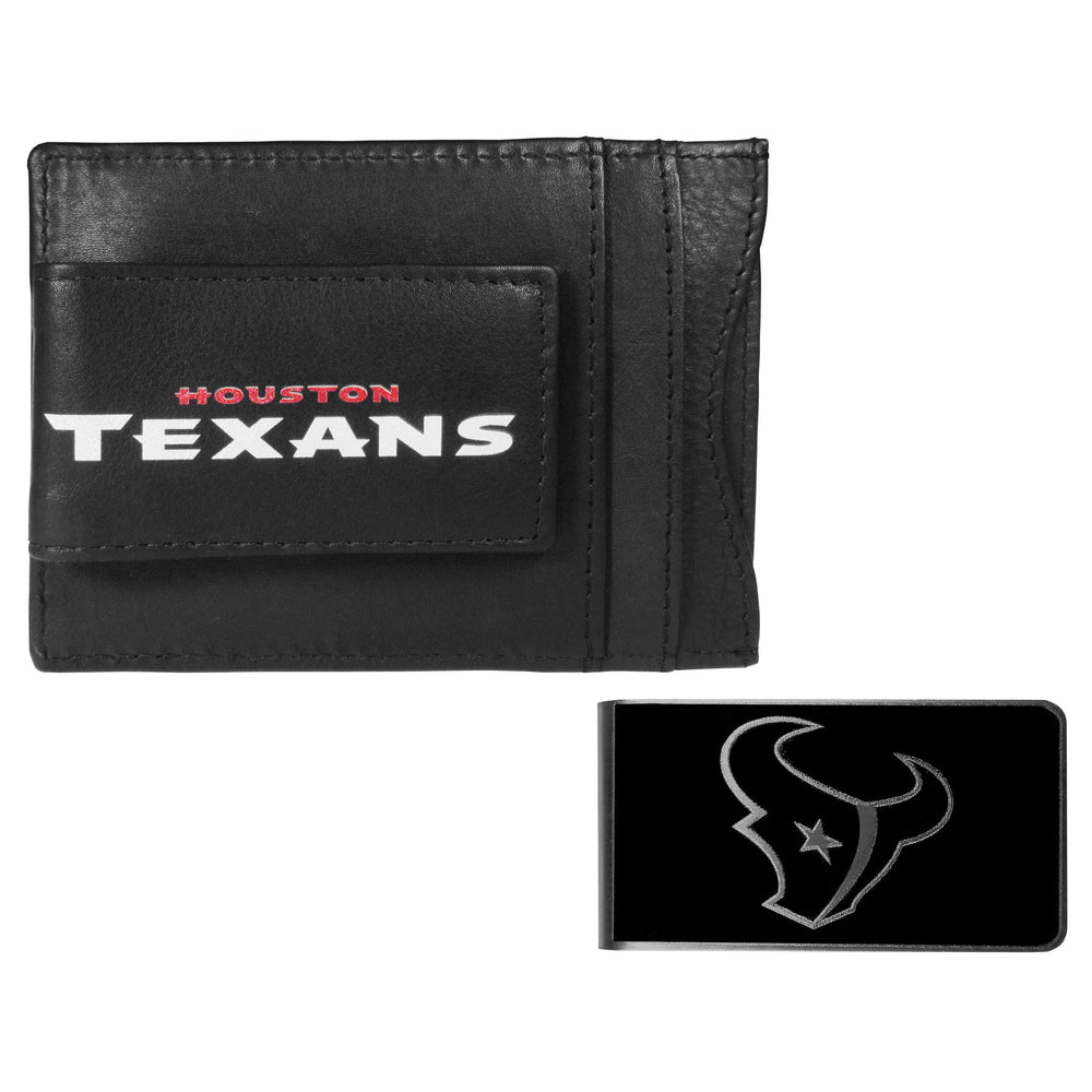 Houston Texans Leather Cash & Cardholder & Black Money Clip - Houston Texans - Flyclothing LLC