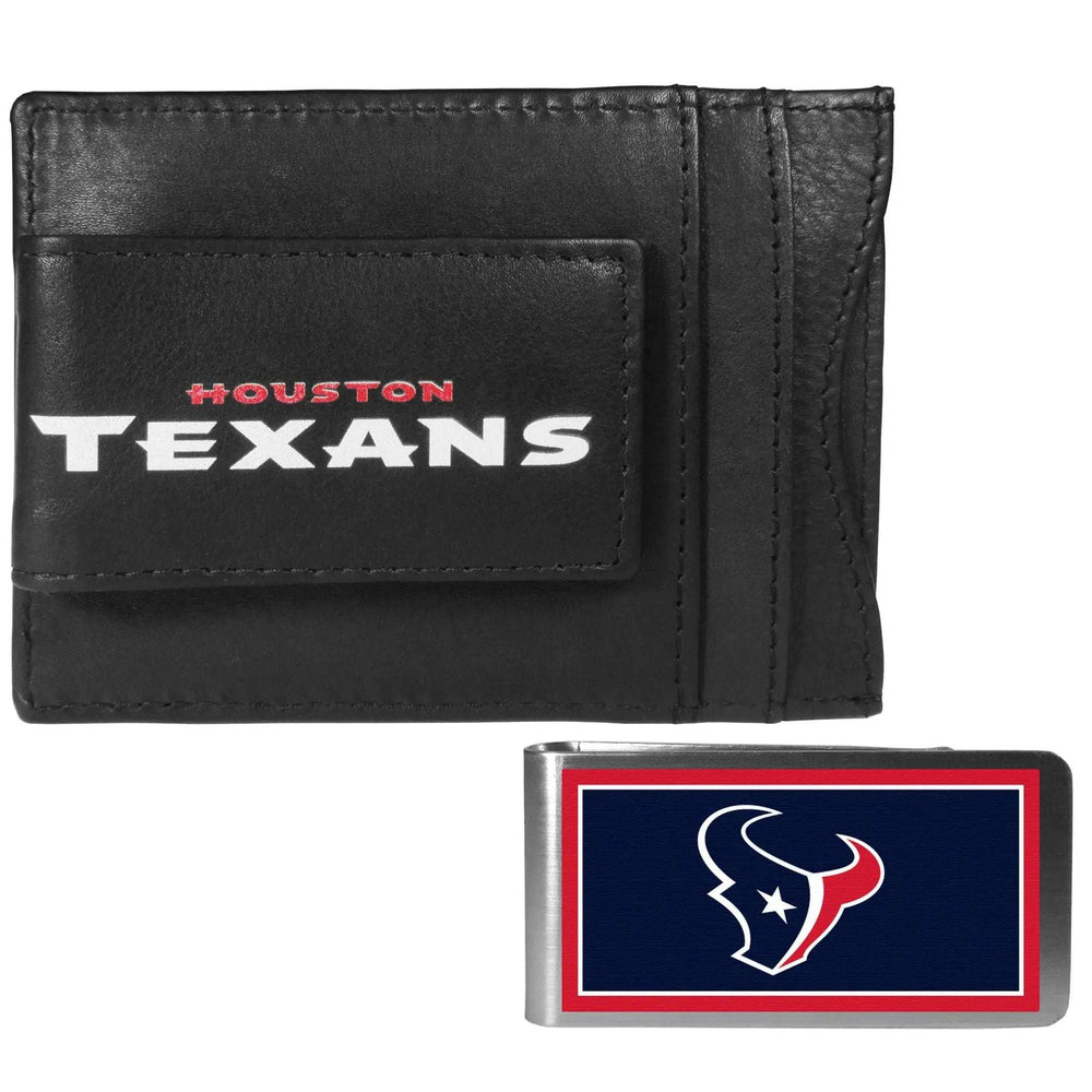 Houston Texans Leather Cash & Cardholder & Color Money Clip - Houston Texans - Flyclothing LLC