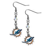 Miami Dolphins Crystal Dangle Earrings - Miami Dolphins - Flyclothing LLC