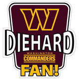 Washington Commanders Die-Hard Fan Auto Decal - Washington Commanders - Flyclothing LLC