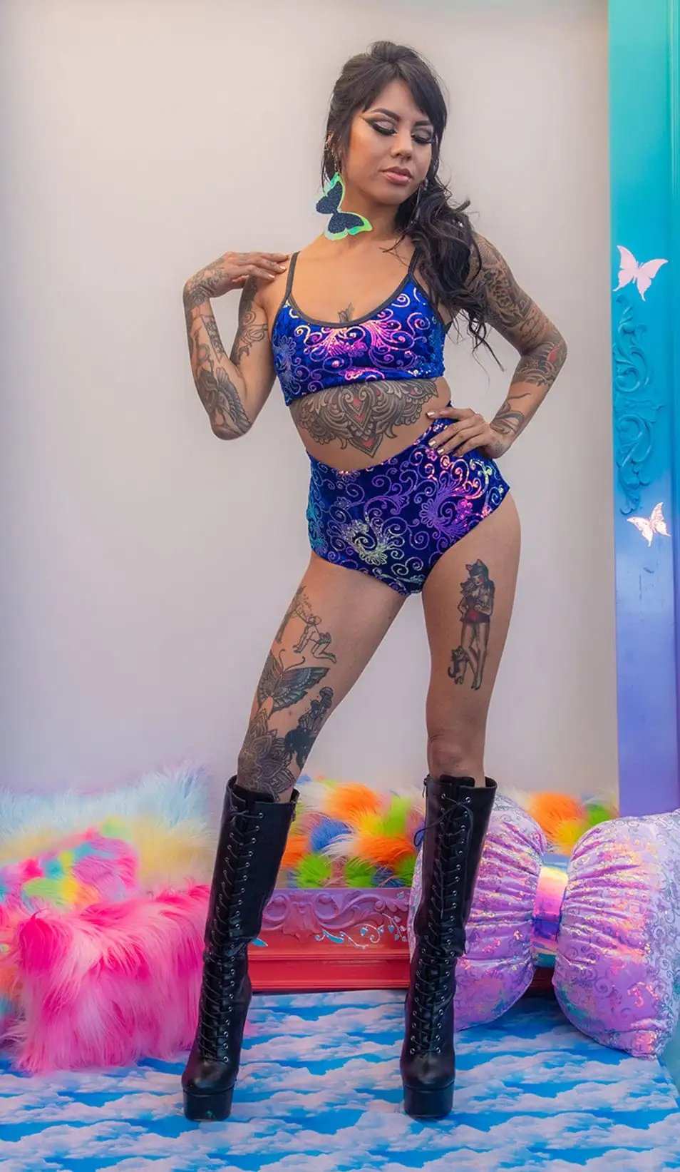 J-Valentine FE205 - Sequin Velvet Skirt - J. Valentine - Flyclothing LLC