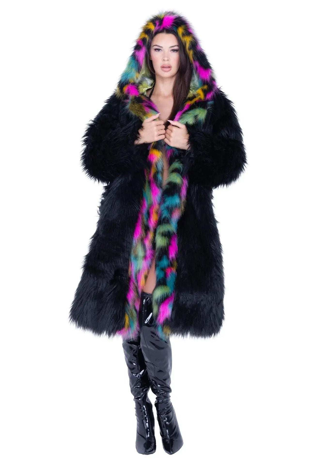 J-Valentine FE294 - Mid-Length Hooded Fur Coat - J. Valentine - Flyclothing LLC