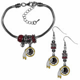 Washington Commanders Euro Bead Earrings and Bracelet Set - Siskiyou Buckle - Flyclothing LLC