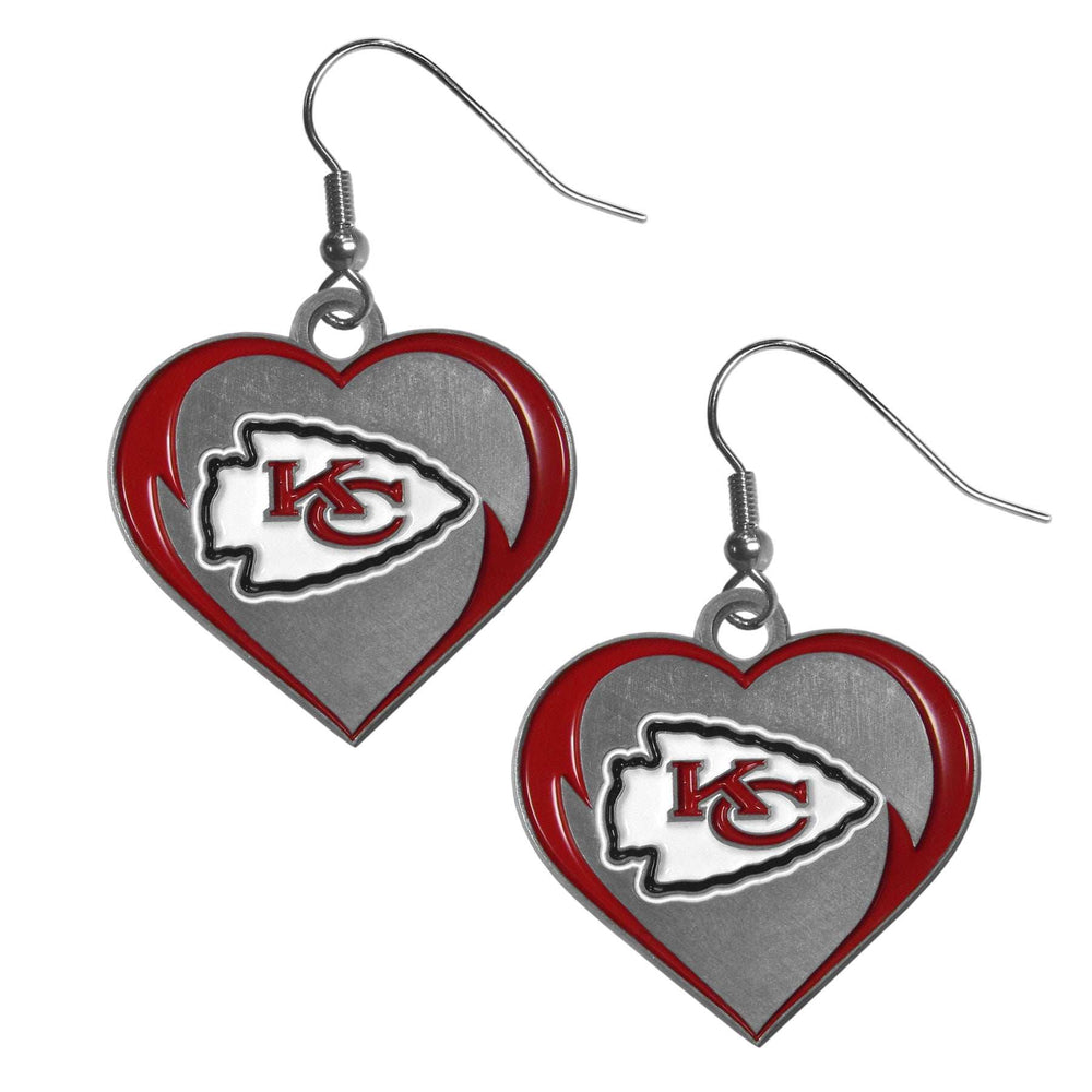 Kansas City Chiefs Heart Dangle Earrings - Kansas City Chiefs - Flyclothing LLC