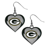 Green Bay Packers Heart Dangle Earrings - Green Bay Packers - Flyclothing LLC