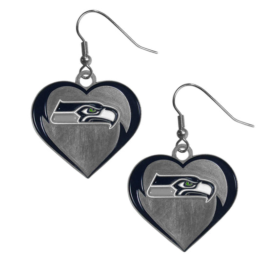 Seattle Seahawks Heart Dangle Earrings - Seattle Seahawks - Flyclothing LLC