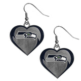 Seattle Seahawks Heart Dangle Earrings - Seattle Seahawks - Flyclothing LLC