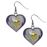 Minnesota Vikings Heart Dangle Earrings - Minnesota Vikings - Flyclothing LLC