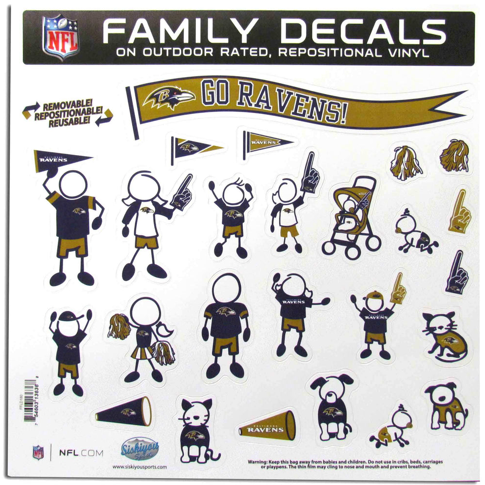 Baltimore Ravens Family Decal Set Large - Baltimore Ravens - Flyclothing LLC