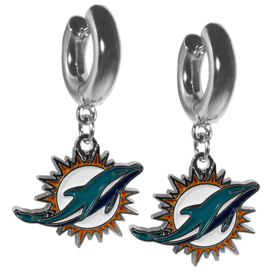 Miami Dolphins Huggie Hoop Earrings - Miami Dolphins - Flyclothing LLC