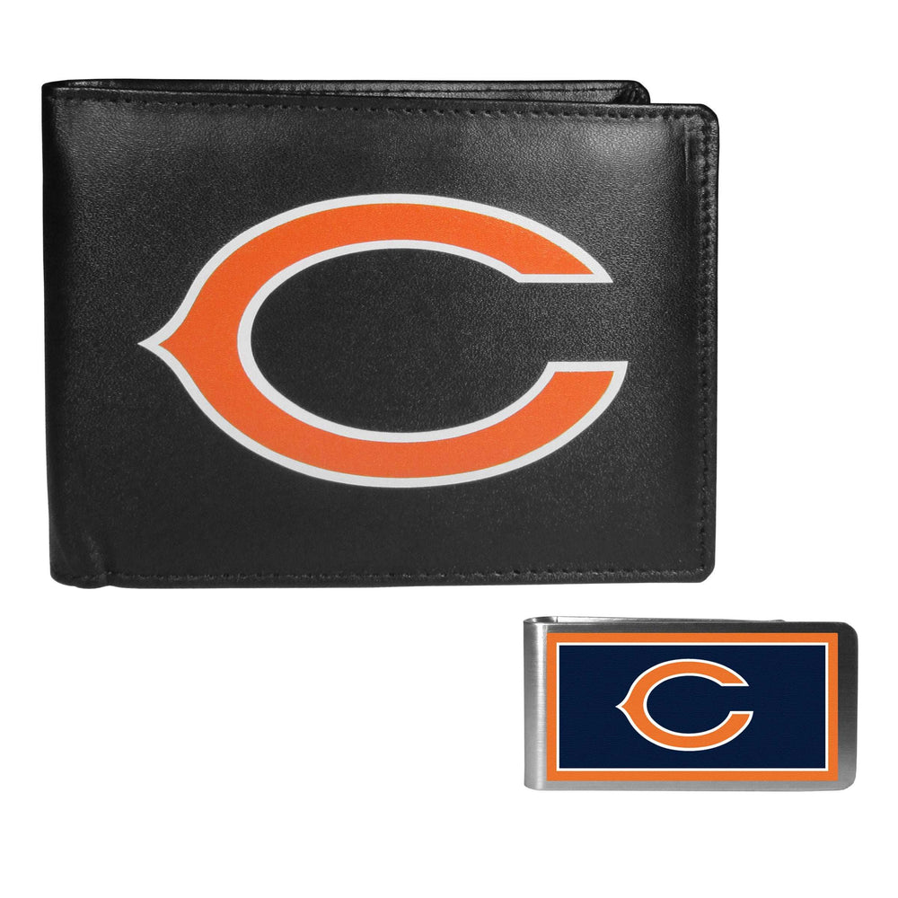Chicago Bears Leather Bi-fold Wallet & Color Money Clip - Chicago Bears - Flyclothing LLC