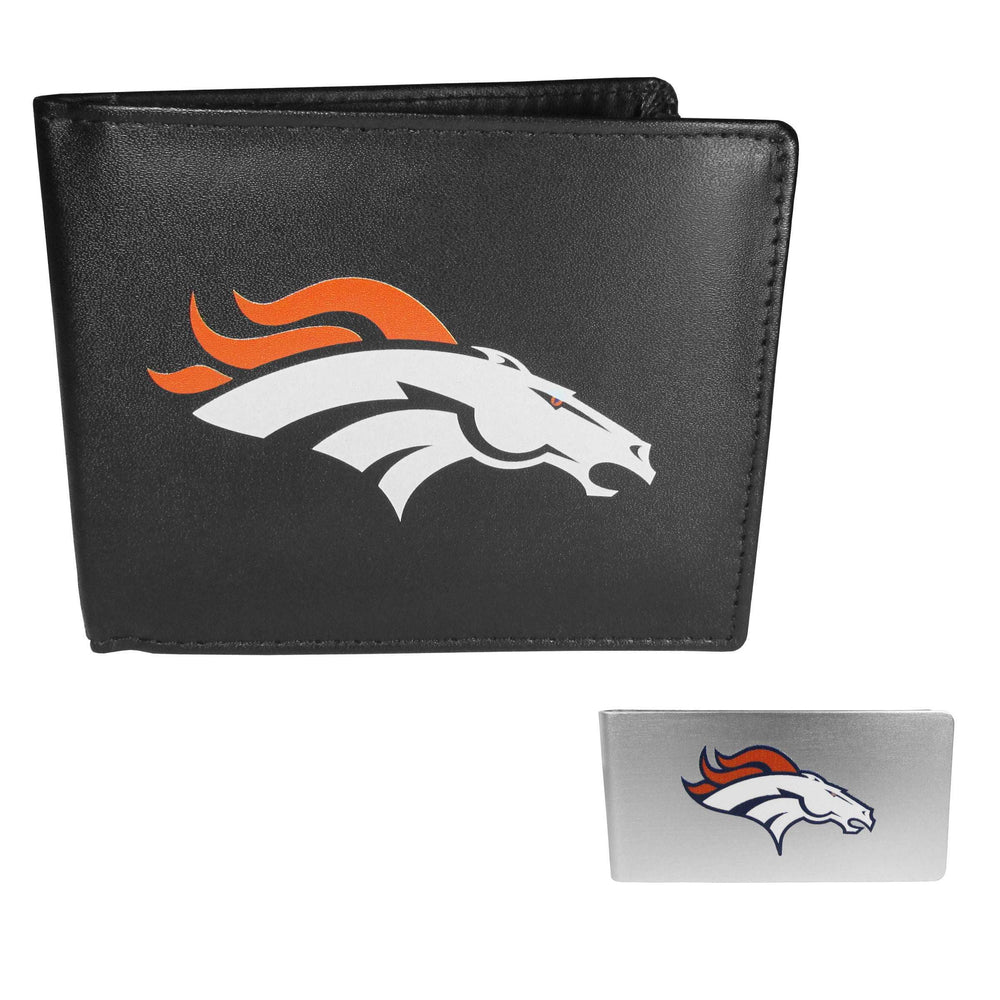 Denver Broncos Leather Bi-fold Wallet & Money Clip - Denver Broncos - Flyclothing LLC