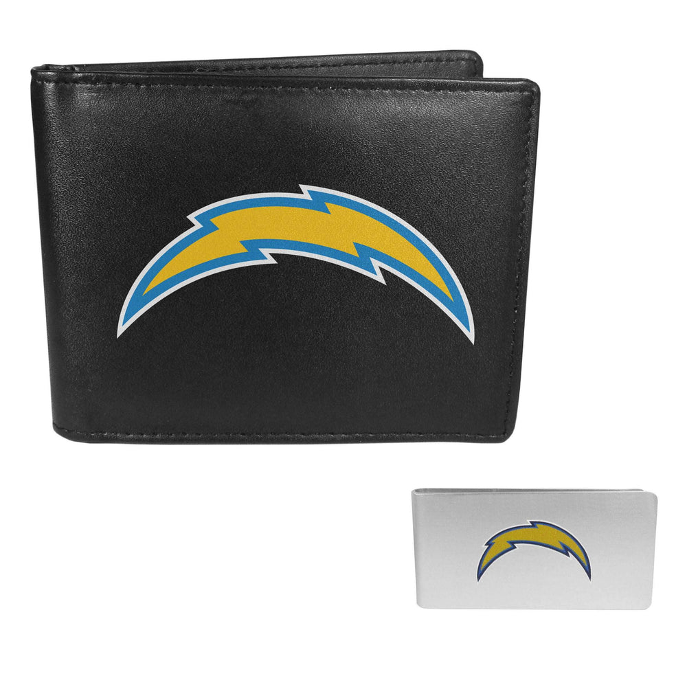 Los Angeles Chargers Leather Bi-fold Wallet & Money Clip - Los Angeles Chargers - Flyclothing LLC