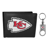 Kansas City Chiefs Leather Bi-fold Wallet & Valet Key Chain - Kansas City Chiefs - Flyclothing LLC