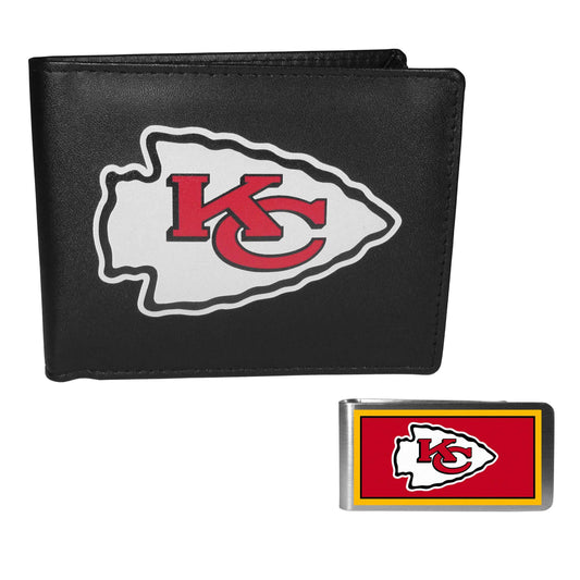 Kansas City Chiefs Leather Bi-fold Wallet & Color Money Clip - Kansas City Chiefs - Flyclothing LLC