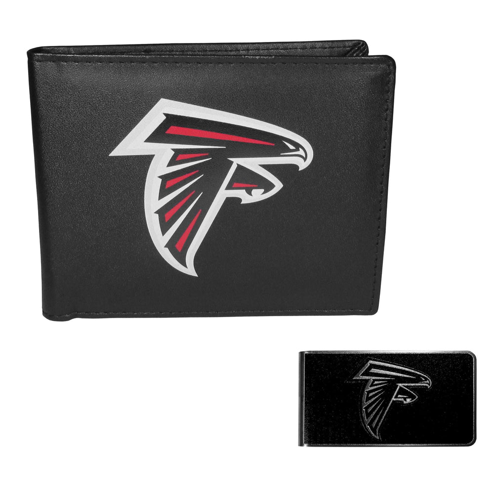 Atlanta Falcons Leather Bi-fold Wallet & Black Money Clip - Atlanta Falcons - Flyclothing LLC