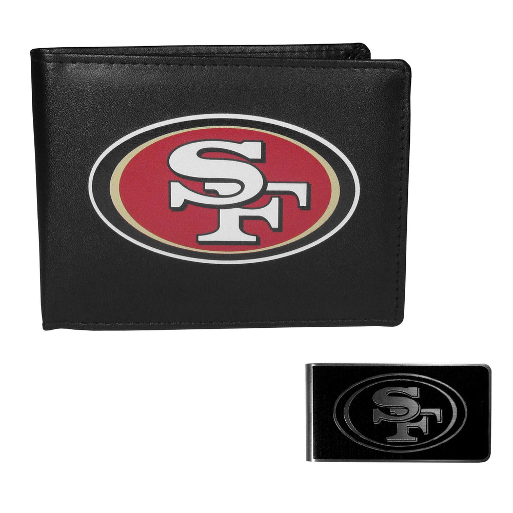 San Francisco 49ers Leather Bi-fold Wallet & Black Money Clip - San Francisco 49ers - Flyclothing LLC