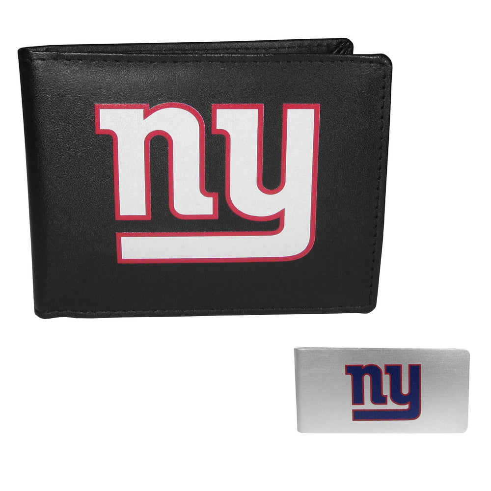 New York Giants Leather Bi-fold Wallet & Money Clip - New York Giants - Flyclothing LLC