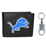 Detroit Lions Leather Bi-fold Wallet & Valet Key Chain - Detroit Lions - Flyclothing LLC