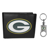 Green Bay Packers Leather Bi-fold Wallet & Valet Key Chain - Green Bay Packers - Flyclothing LLC