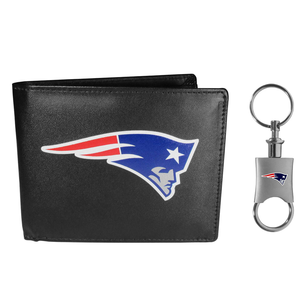 New England Patriots Leather Bi-fold Wallet & Valet Key Chain - New England Patriots - Flyclothing LLC