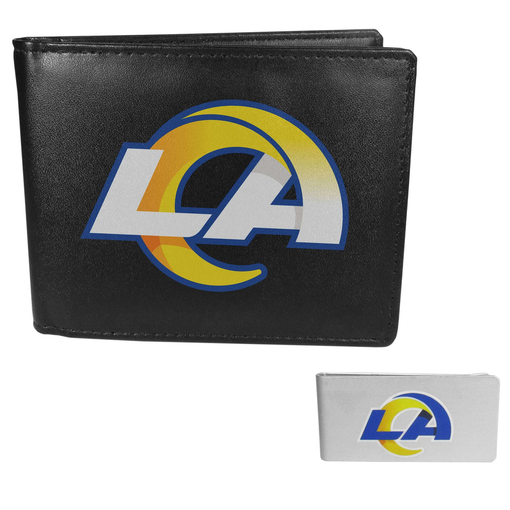 Los Angeles Rams Leather Bi-fold Wallet & Money Clip - Los Angeles Rams - Flyclothing LLC