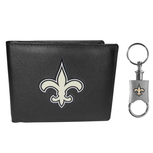 New Orleans Saints Leather Bi-fold Wallet & Valet Key Chain - New Orleans Saints - Flyclothing LLC