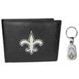 New Orleans Saints Leather Bi-fold Wallet & Steel Key Chain - Siskiyou Buckle - Flyclothing LLC