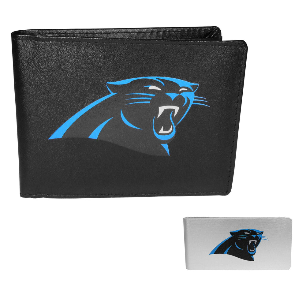 Carolina Panthers Leather Bi-fold Wallet & Money Clip - Carolina Panthers - Flyclothing LLC
