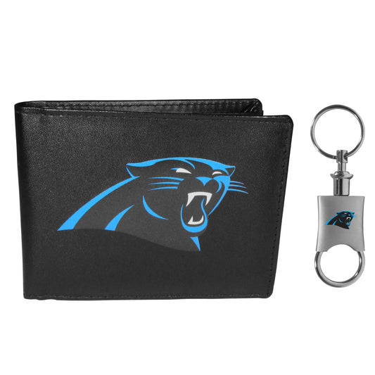 Carolina Panthers Leather Bi-fold Wallet & Valet Key Chain - Carolina Panthers - Flyclothing LLC