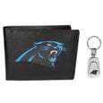 Carolina Panthers Leather Bi-fold Wallet & Steel Key Chain - Siskiyou Buckle - Flyclothing LLC