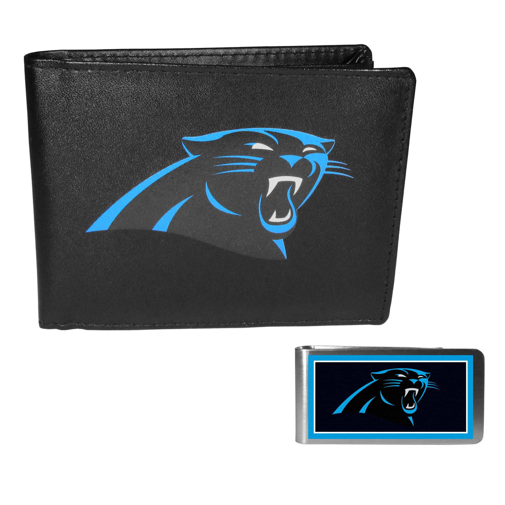 Carolina Panthers Leather Bi-fold Wallet & Color Money Clip - Carolina Panthers - Flyclothing LLC