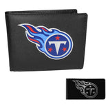 Tennessee Titans Leather Bi-fold Wallet & Black Money Clip - Tennessee Titans - Flyclothing LLC