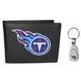 Tennessee Titans Leather Bi-fold Wallet & Steel Key Chain - Siskiyou Buckle - Flyclothing LLC
