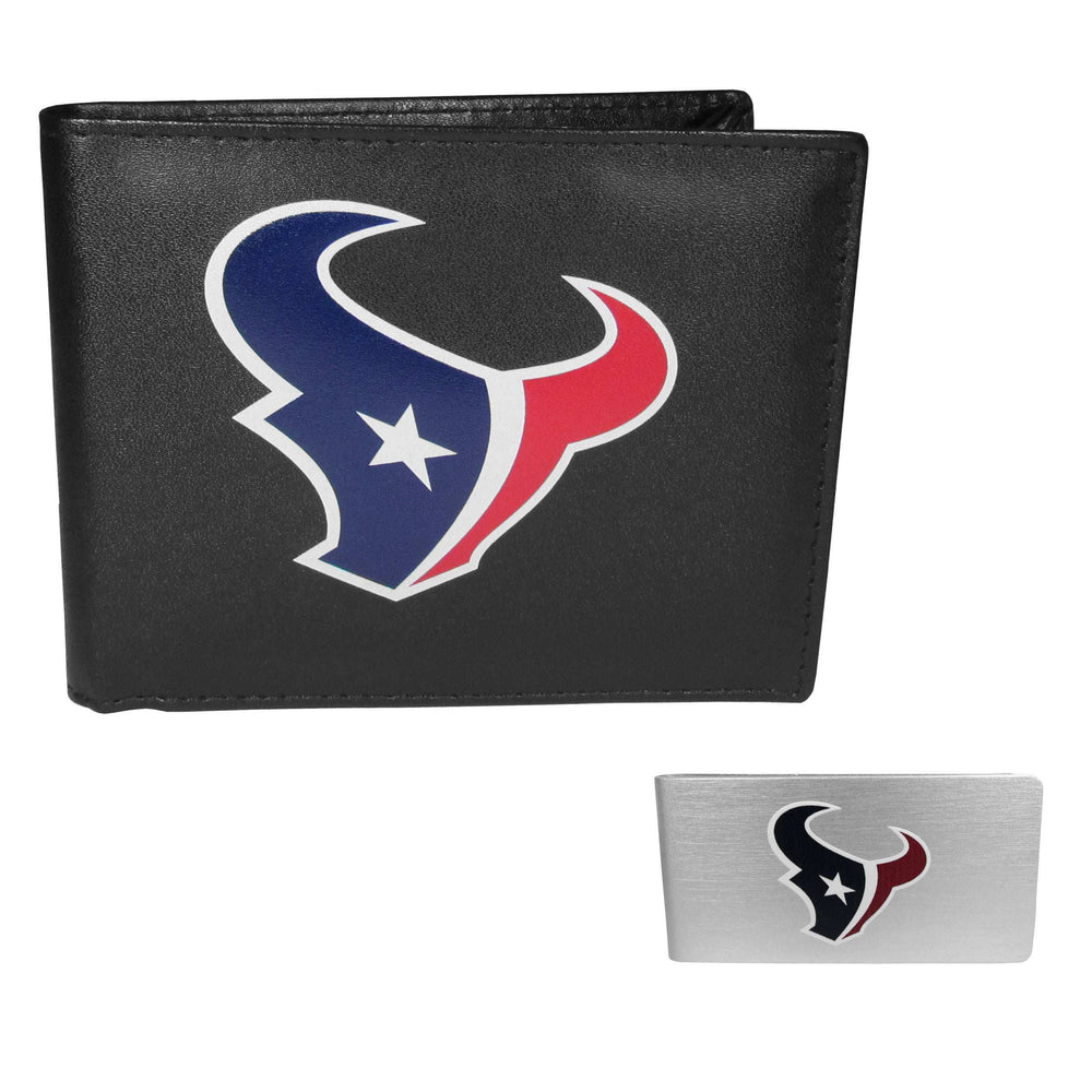 Houston Texans Leather Bi-fold Wallet & Money Clip - Houston Texans - Flyclothing LLC