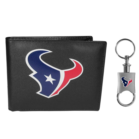Houston Texans Leather Bi-fold Wallet & Valet Key Chain - Houston Texans - Flyclothing LLC