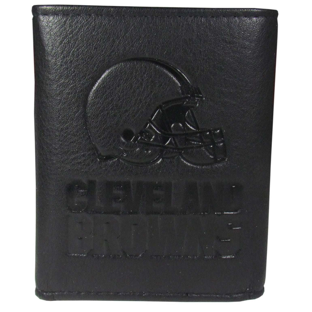 Cleveland Browns Embossed Leather Tri-fold Wallet - Cleveland Browns - Flyclothing LLC