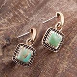 Flourish Blue Turquoise Golden Drop Earrings - Barse Jewelry - Flyclothing LLC