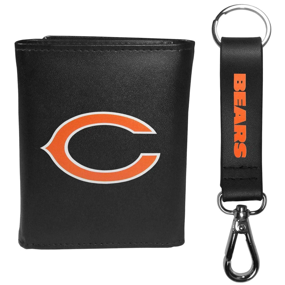 Chicago Bears Leather Tri-fold Wallet & Strap Key Chain - Chicago Bears - Flyclothing LLC